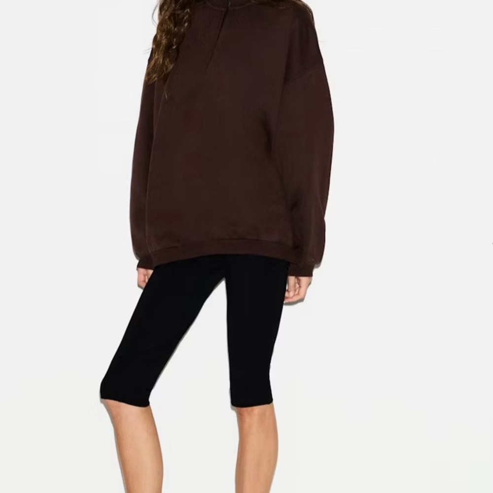 Skims UNISEX OVERSIZED HALF ZIP Brown Half-Zip Pullover size large